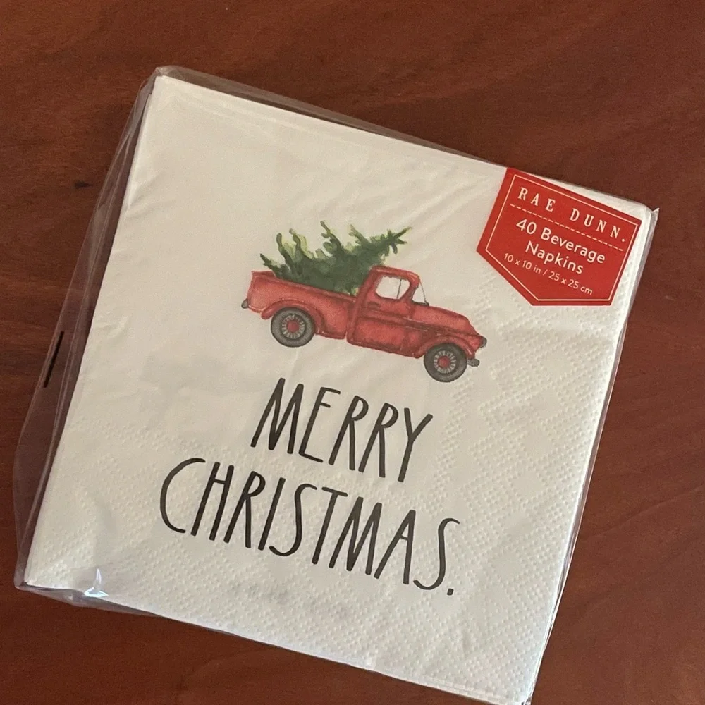 Rae Dunn Christmas Napkins with Red Truck